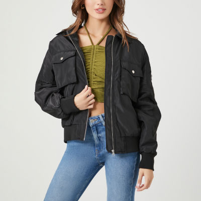 Forever 21 Lightweight Bomber Jacket Juniors, Color Black JCPenney