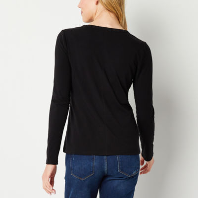 a.n.a Womens Crew Neck Long Sleeve T-Shirt