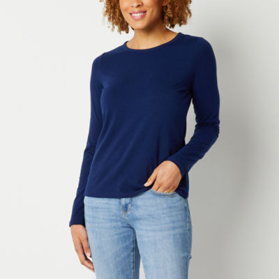 A.n.a Womens Crew Neck Long Sleeve T-Shirt