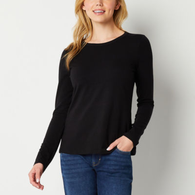 a.n.a Womens Crew Neck Long Sleeve T-Shirt
