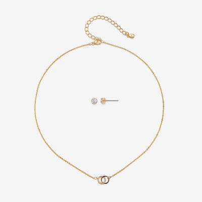Bijoux Bar Delicates Gold Tone Pendant Necklace & Stud Earring 2-pc. Round Jewelry Set
