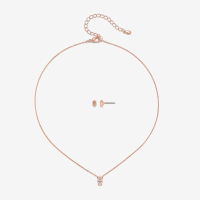 Bijoux Bar Delicates Rose Tone Pendant Necklace & Stud Earring 2-pc. Cubic Zirconia Jewelry Set