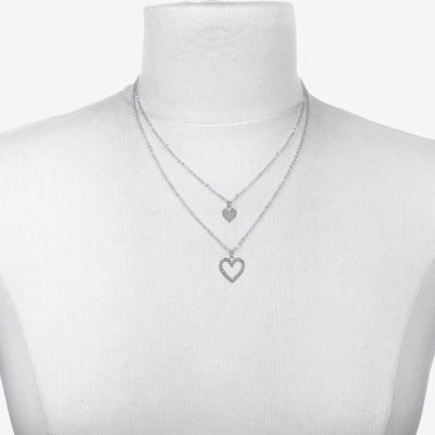 Bijoux Bar Delicates Silver Tone Pendant 16 Inch Link Heart Strand Necklace