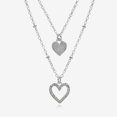 Bijoux Bar Delicates Silver Tone Pendant 16 Inch Link Heart Strand Necklace