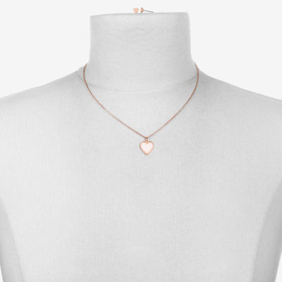 Bijoux Bar Delicates Rose Tone Pendant Necklace & Stud Earring 2-pc. Heart Jewelry Set