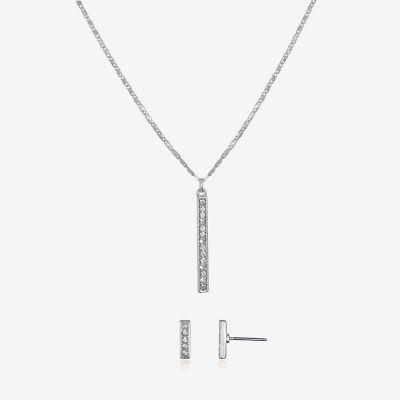 Bijoux Bar Delicates Silver Tone Pendant Necklace & Stud Earring 2-pc. Bar Jewelry Set