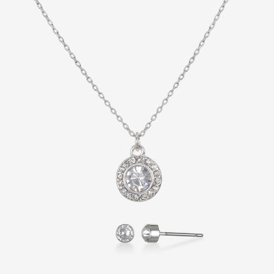 Bijoux Bar Delicates Silver Tone Pendant Necklace & Stud Earring 2-pc. Round Jewelry Set