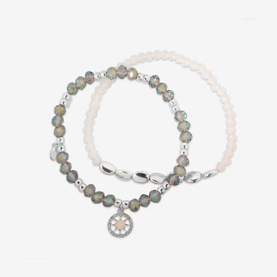 Bijoux Bar Delicates Silver Tone & Grey Beaded Stretch 2-pc. Star Bracelet Set