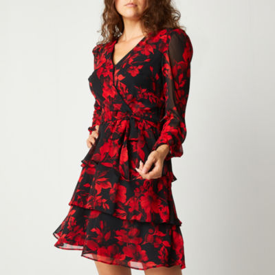 R & k originals short sleeve floral hot sale fit & flare dress