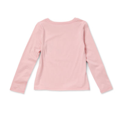Thereabouts Little & Big Kid Girls Sensory Friendly Round Neck Long Sleeve Adaptive Regular Fit Graphic T-Shirt