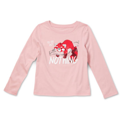 Thereabouts Little & Big Kid Girls Sensory Friendly Round Neck Long Sleeve Adaptive Regular Fit Graphic T-Shirt