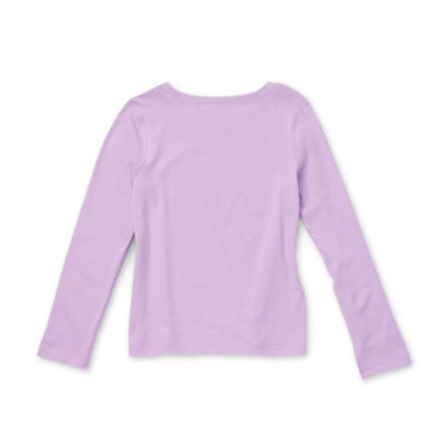 Thereabouts Little & Big Girls Adaptive Round Neck Long Sleeve Graphic T-Shirt