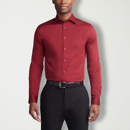 Van Heusen Ultra Wrinkle Free Mens Regular Fit Wrinkle Free Long Sleeve Dress Shirt, 16-16.5 34-35, Red
