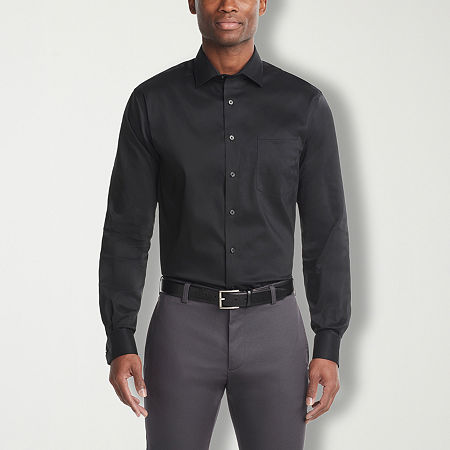 Van Heusen Ultra Wrinkle Free Mens Regular Fit Wrinkle Free Long Sleeve Dress Shirt, 13-13.5 34-35, Black