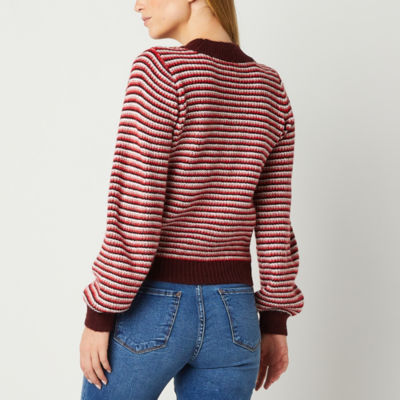 a.n.a Womens Crew Neck Long Sleeve Striped Pullover Sweater