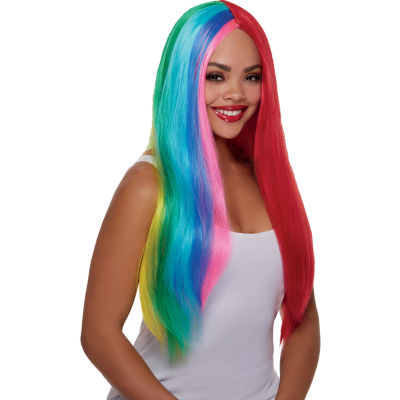 Womens Rainbow Wig Multi Color Costume Accessory