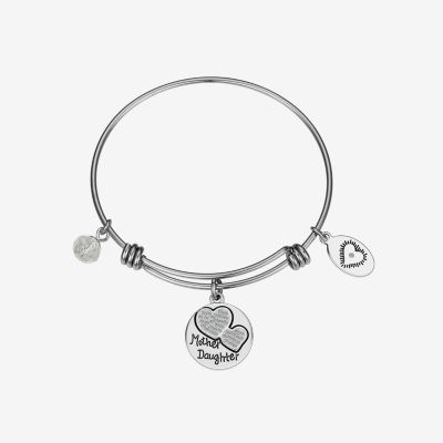 Footnotes Mother & Daughter Stainless Steel Semisolid Round Bangle Bracelet