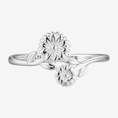 Footnotes Sister  Daisy Sterling Silver Flower Bypass  Band