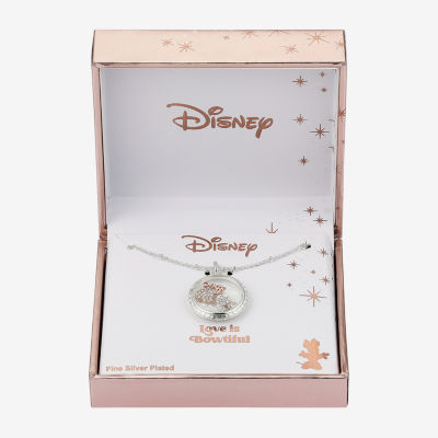Disney Classics Shaker Cubic Zirconia Pure Silver Over Brass 16 Inch Cable Round Minnie Mouse Pendant Necklace