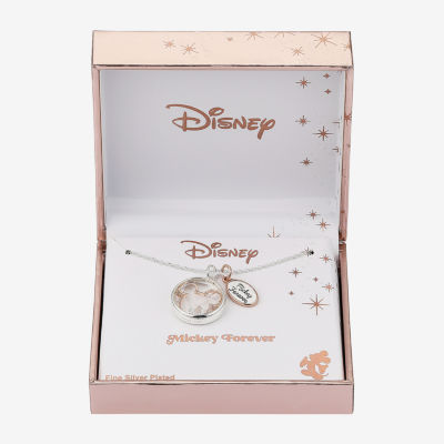 Disney Classics Cubic Zirconia Pure Silver Over Brass 16 Inch Cable Round Mickey Mouse Pendant Necklace