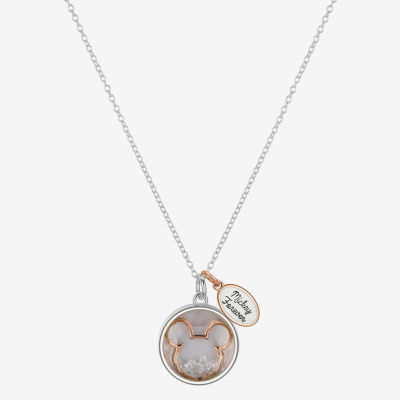 Disney Classics Womens Cubic Zirconia Pure Silver Over Brass Round Pendant Necklaces