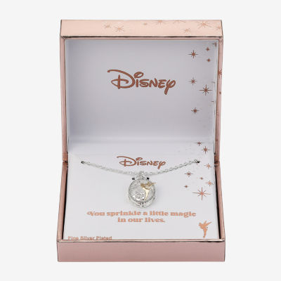 Disney Classics Dancing Cubic Zirconia Pure Silver Over Brass 16 Inch Cable Oval Tinker Bell Pendant Necklace