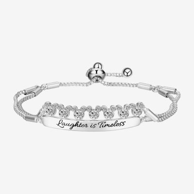 Disney Classics Crystal Pure Silver Over Brass 8 1/2 Inch Cable Bar Mickey Mouse Bolo Bracelet