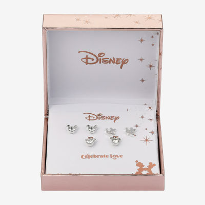 Disney Classics Love 3 Pair Crystal Mickey Mouse Minnie Mouse Earring Set