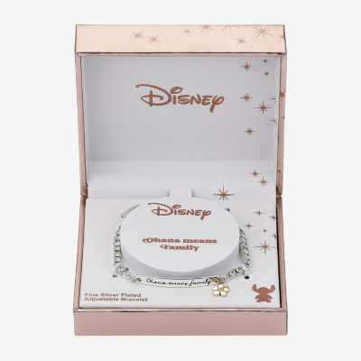 Disney Classics Ohana Crystal Pure Silver Over Brass Flower Lilo & Stitch Id Bracelet