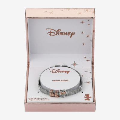 Disney Classics Crystal Pure Silver Over Brass Bow Minnie Mouse Chain Bracelet