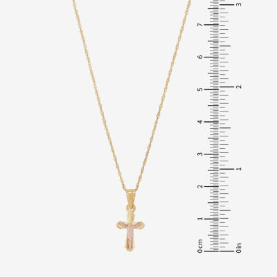 Rene Bargueiras® 14K Two-Tone Gold Crucifix Pendant Necklace