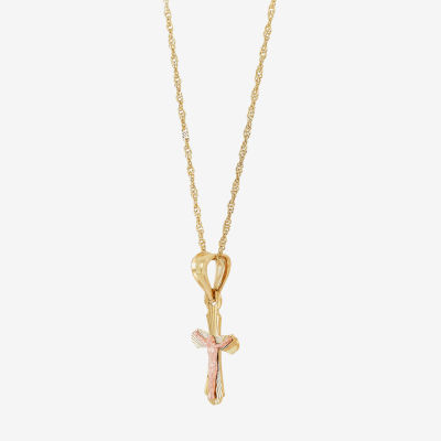 Rene Bargueiras® 14K Two-Tone Gold Crucifix Pendant Necklace