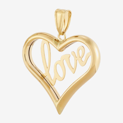 "Love" Womens 14K Gold Heart Pendant