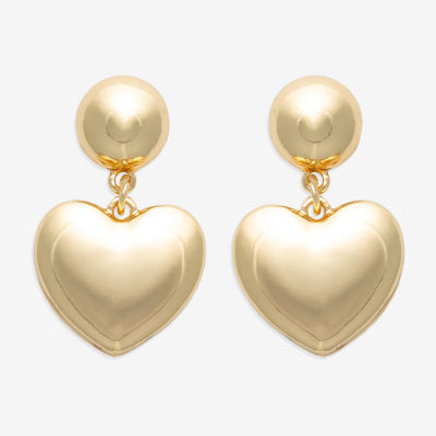 Bijoux Bar Gold Tone Womens Heart Drop Earrings