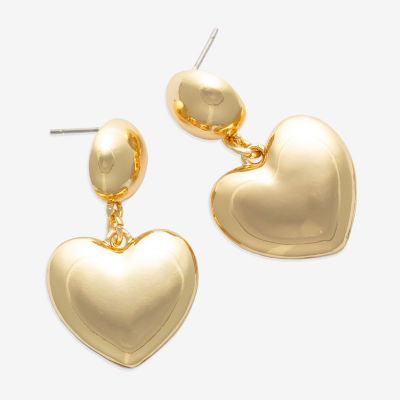 Bijoux Bar Gold Tone Heart Drop Earrings