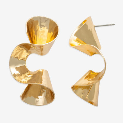 Bijoux Bar Gold Tone Ribbon Drop Earrings