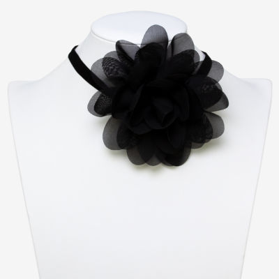 Bijoux Bar Black Rose Womens Flower 12 Inch Choker Necklace