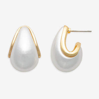 Bijoux Bar Gold Tone Simulated Pearl 15.6mm Stud Earrings