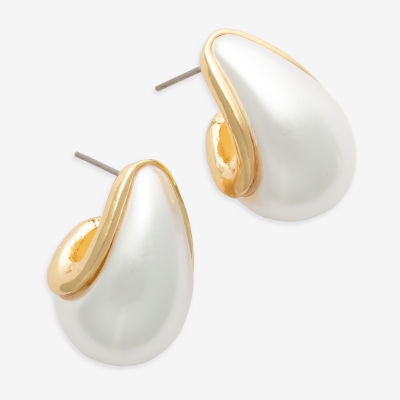 Bijoux Bar Gold Tone Simulated Pearl 15.6mm Stud Earrings