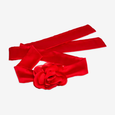 Bijoux Bar Red Rose Wrap 29 Inch Flower Choker Necklace