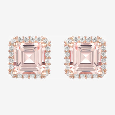 Yes, Please! Lab Created Champagne Sapphire 14K Rose Gold Over Silver 8mm Stud Earrings