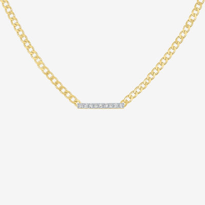 Diamond Addiction (G-H / Si2-I1) Womens 1/10 CT. T.W. Lab Grown White Diamond 14K Gold Over Silver Sterling Silver Bar Pendant Necklace