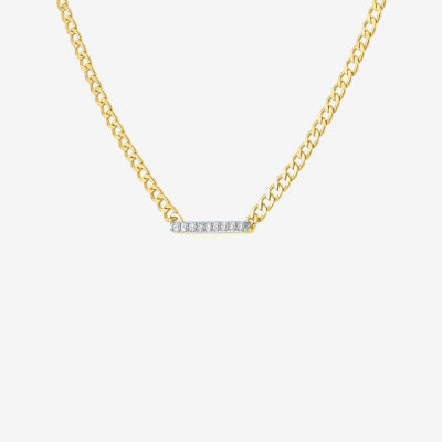 Diamond Addiction (G-H / Si2-I1) Womens 1/10 CT. T.W. Lab Grown White Diamond 14K Gold Over Silver Sterling Silver Bar Pendant Necklace