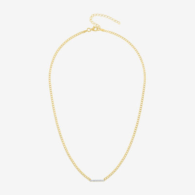 Diamond Addiction (G-H / Si2-I1) Womens 1/10 CT. T.W. Lab Grown White Diamond 14K Gold Over Silver Sterling Silver Bar 18 Inch Pendant Necklace