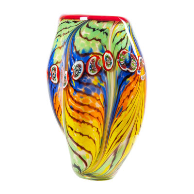 Dale Tiffany Peacock Feather Art Glass Vase