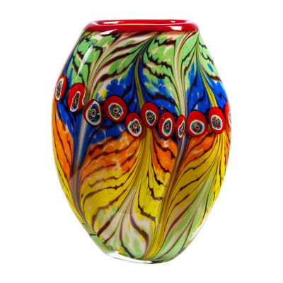 Dale Tiffany Peacock Feather Art Glass Vase