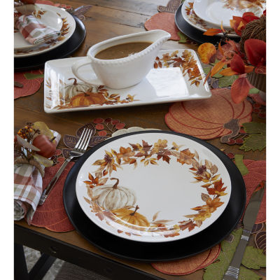 Linden Street Woodland Spice Pumpkin 4-pc. Stoneware Dinner Plate