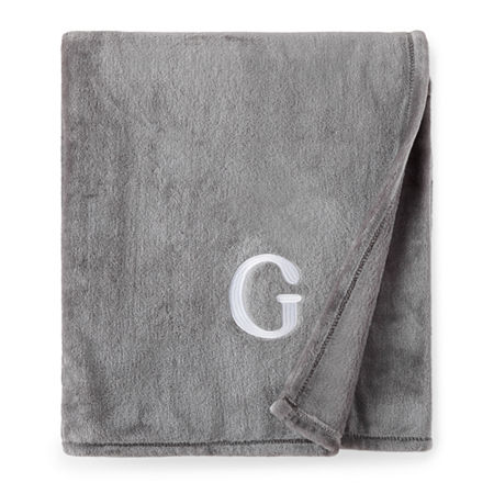 North Pole Trading Co. Monogram Throw, One Size, Gray