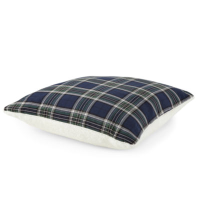 North Pole Trading Co. Navy Plaid Square Throw Pillow