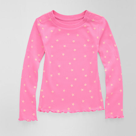 Thereabouts Little & Big Girls Adaptive Round Neck Long Sleeve T-Shirt, X-large (18.5) Plus, Pink